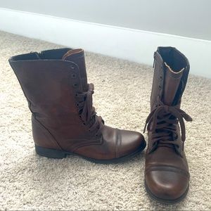 Brown Steve Madden combat boots